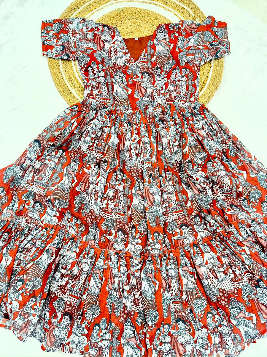 Mul Mul  kalamkari Cotton frocks    yodha-19