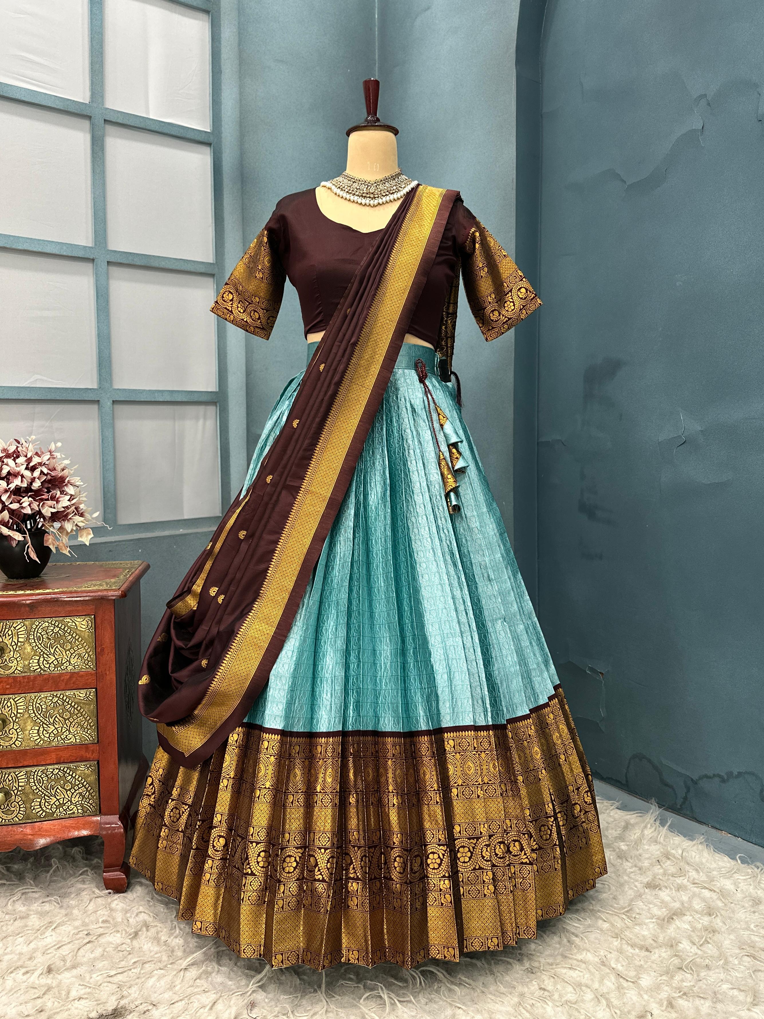 Semi Kanchipattu halfsaree.      H13