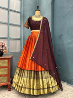 Semi kanjivaram pattu half saree  H15