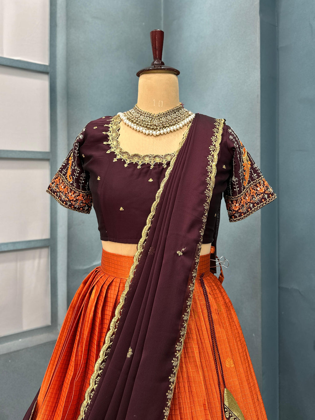 Semi kanjivaram pattu half saree  H15