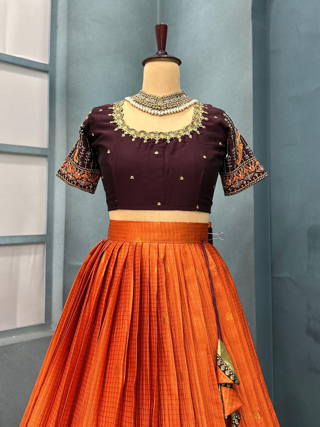 Semi kanjivaram pattu half saree  H15