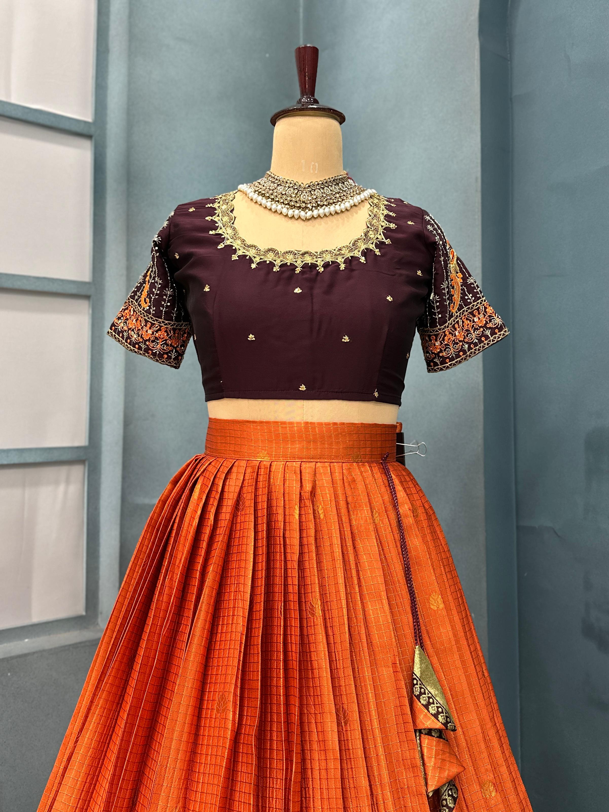 Semi kanjivaram pattu half saree  H15