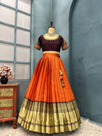 Semi kanjivaram pattu half saree  H15