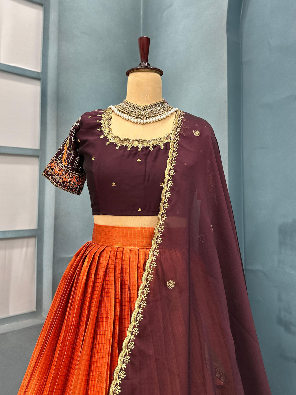 Semi kanjivaram pattu half saree  H15