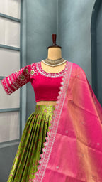 Semi Kanchivaram pattu halfsaree  H16