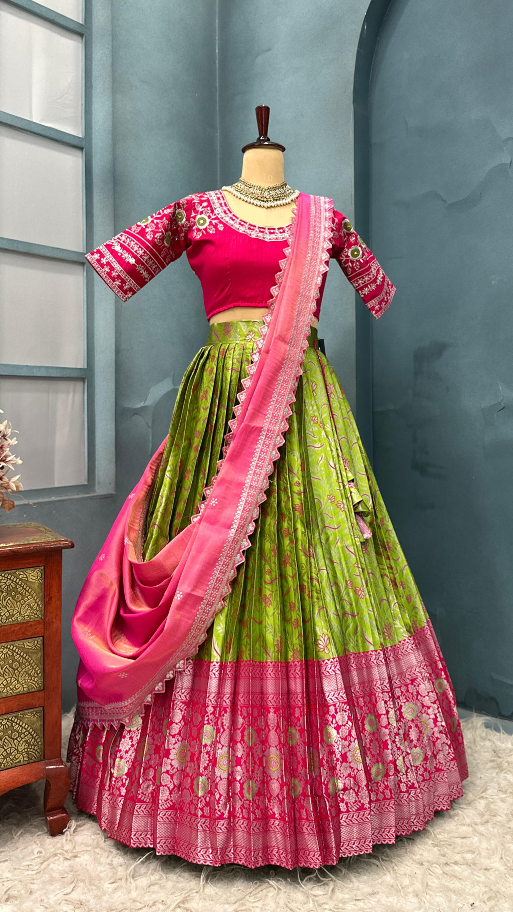 Semi Kanchivaram pattu halfsaree  H16