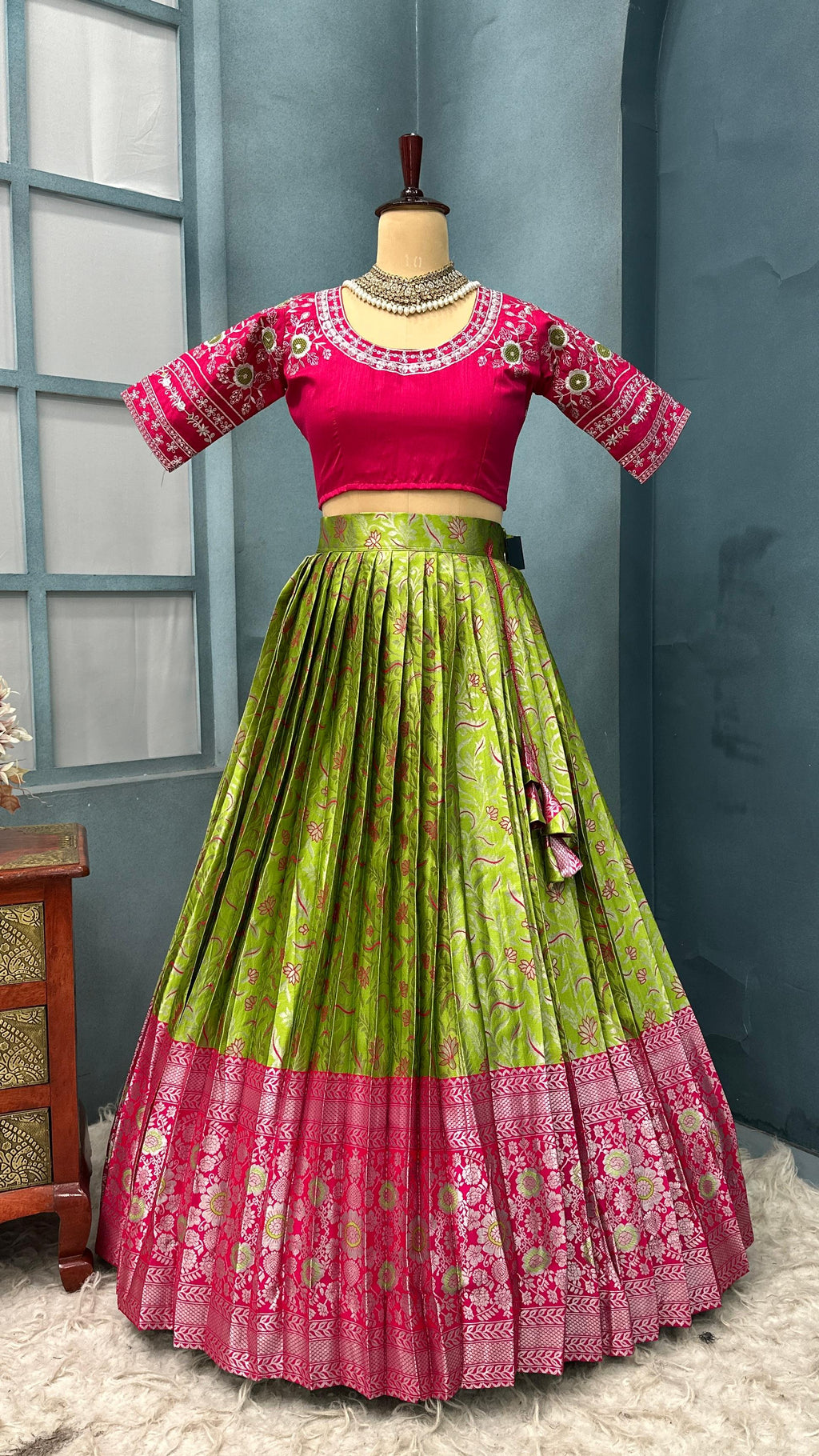 Semi Kanchivaram pattu halfsaree  H16