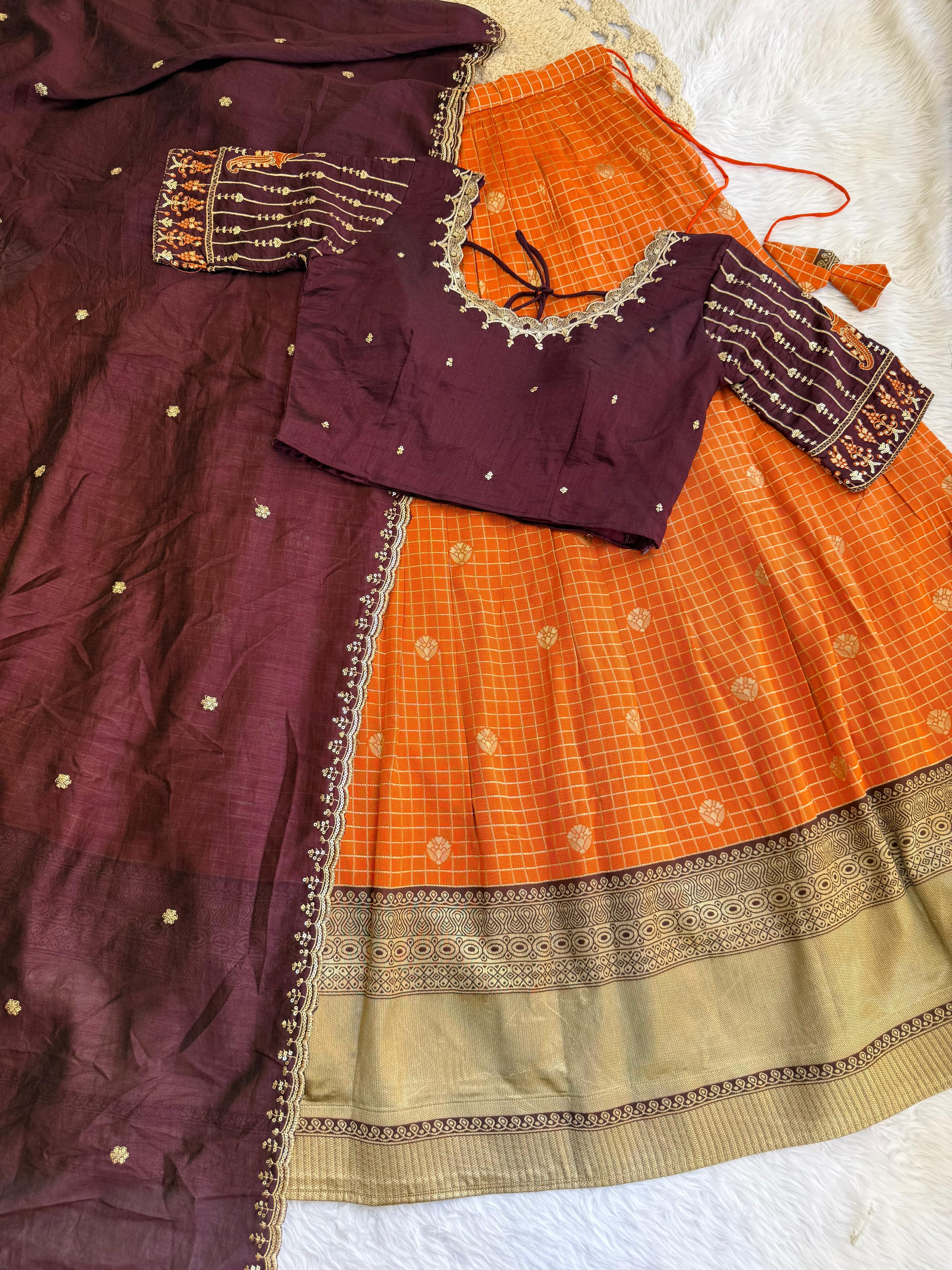 RUST ORANGE LEHENGA SET