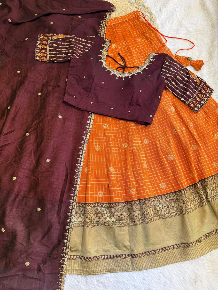 RUST ORANGE LEHENGA SET