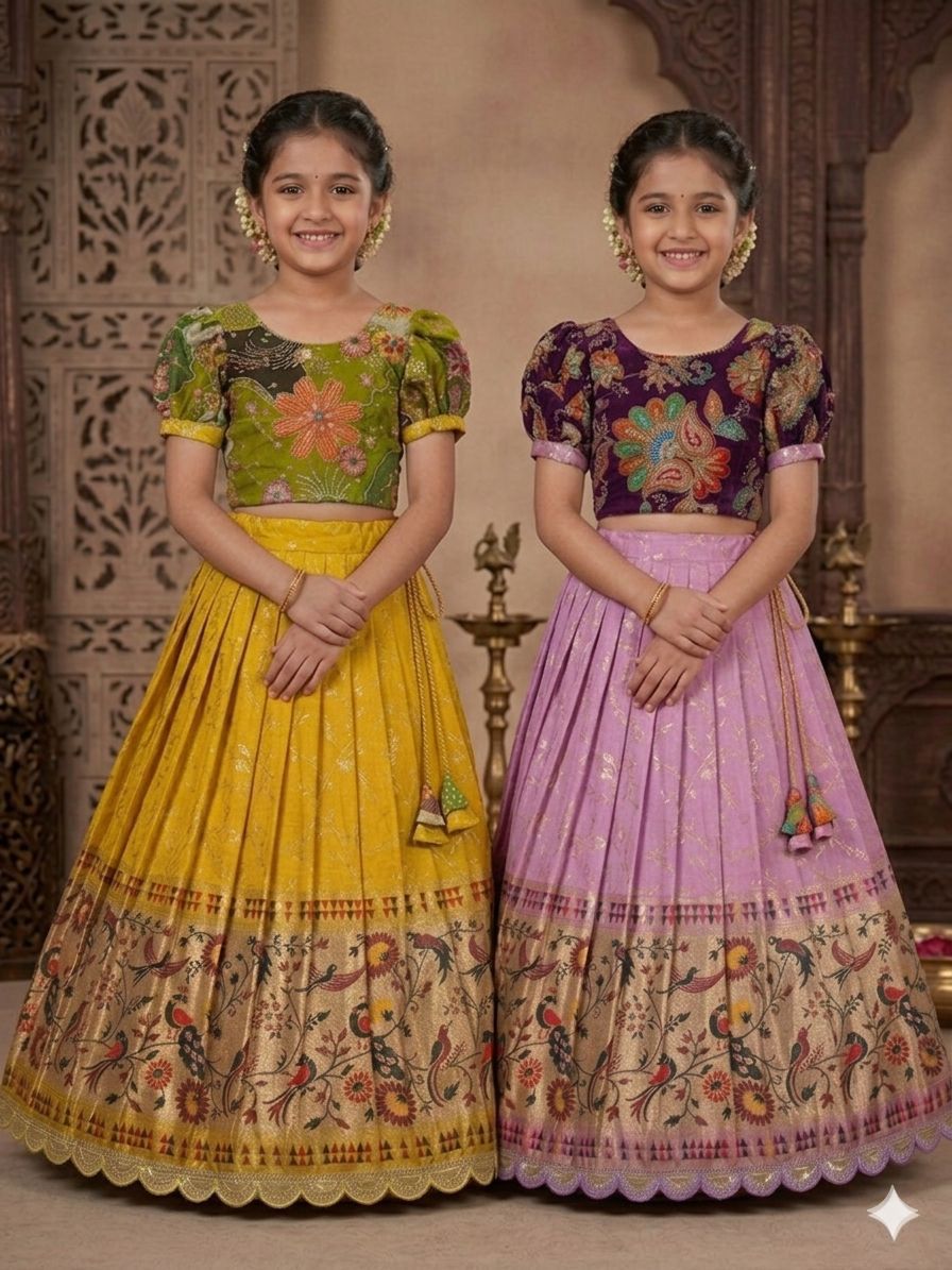 dola silk Kids  lehenga set - D13