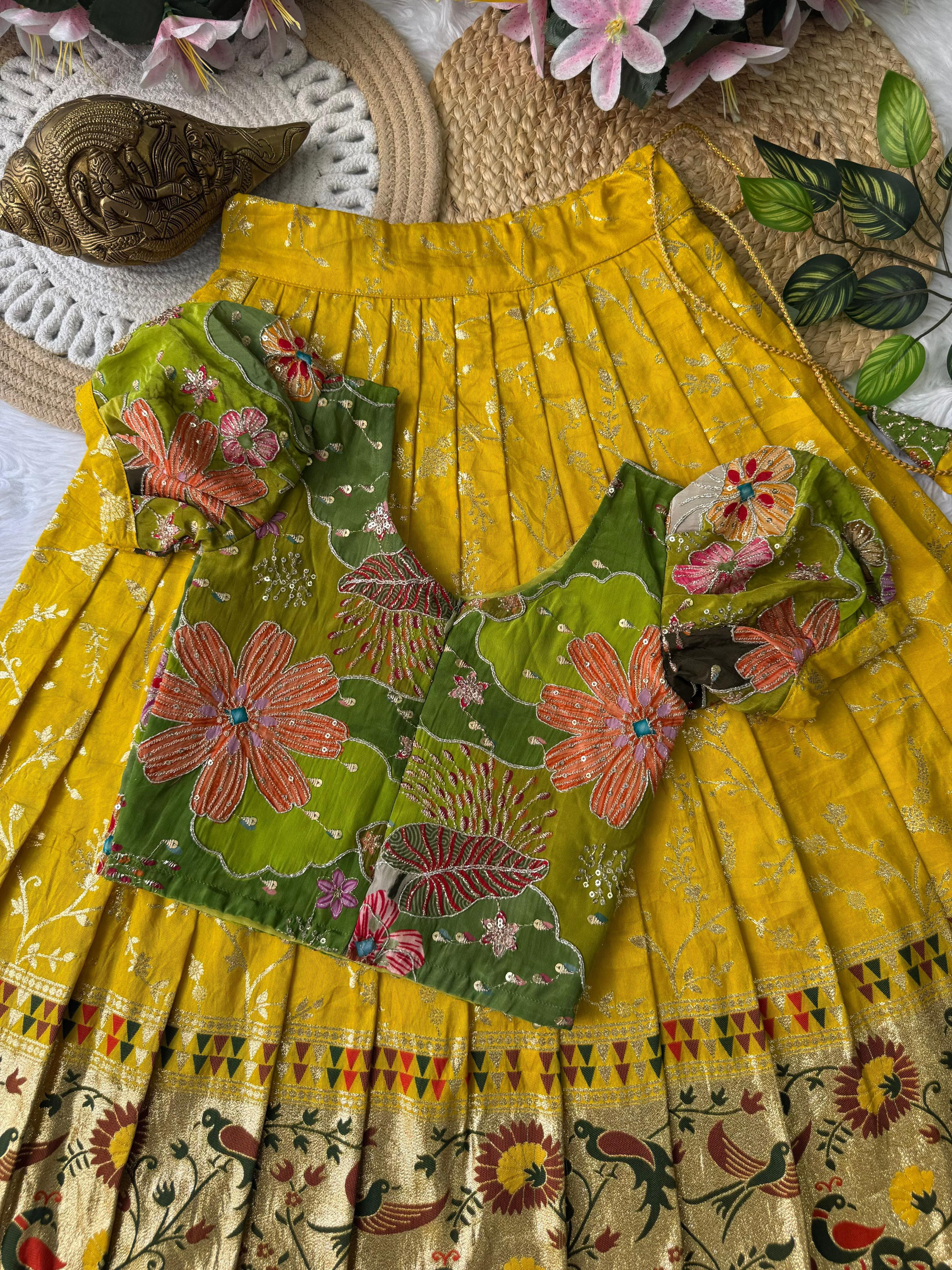 dola silk Kids  lehenga set - D13