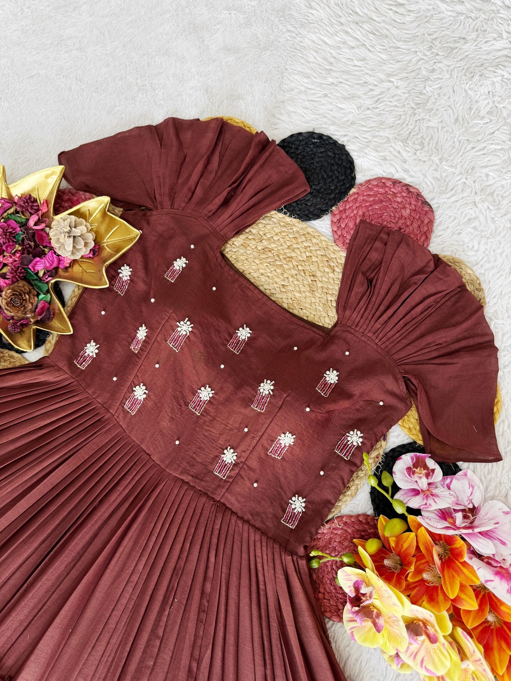 Mull-Mull Cotton  Maggam Gown