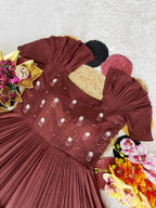 Mull-Mull Cotton  Maggam Gown