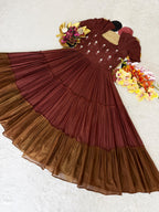 Mull-Mull Cotton  Maggam Gown