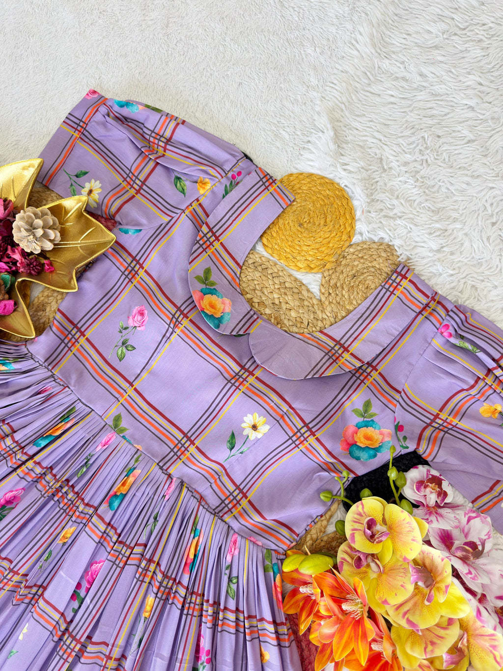 Mul Chanderi Gown Floral Printed   CH44