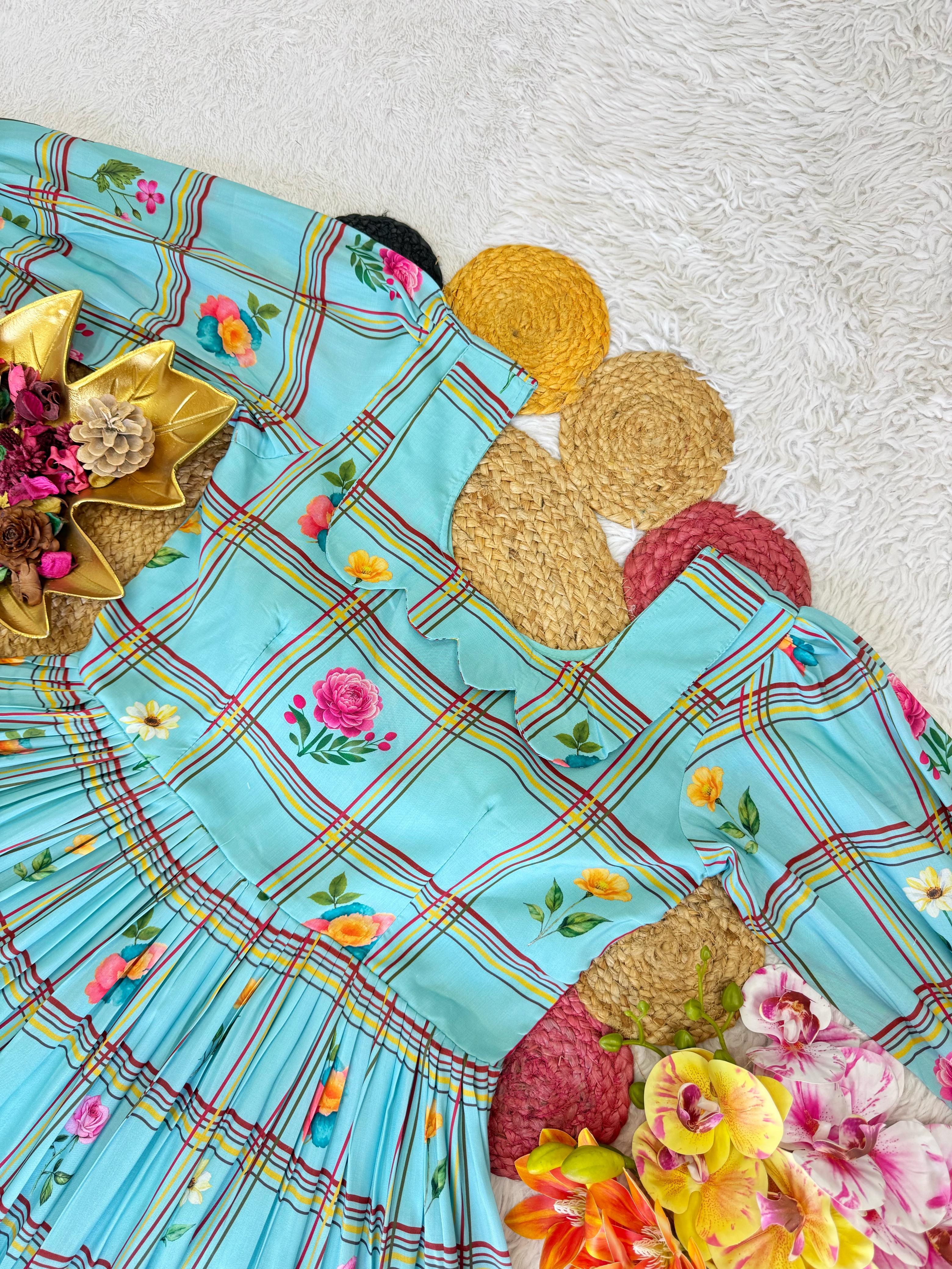 Mul Chanderi Gown Floral Printed   CH44