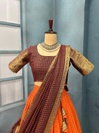 KANCHI COTTON CHECKS HALFSAREE V00