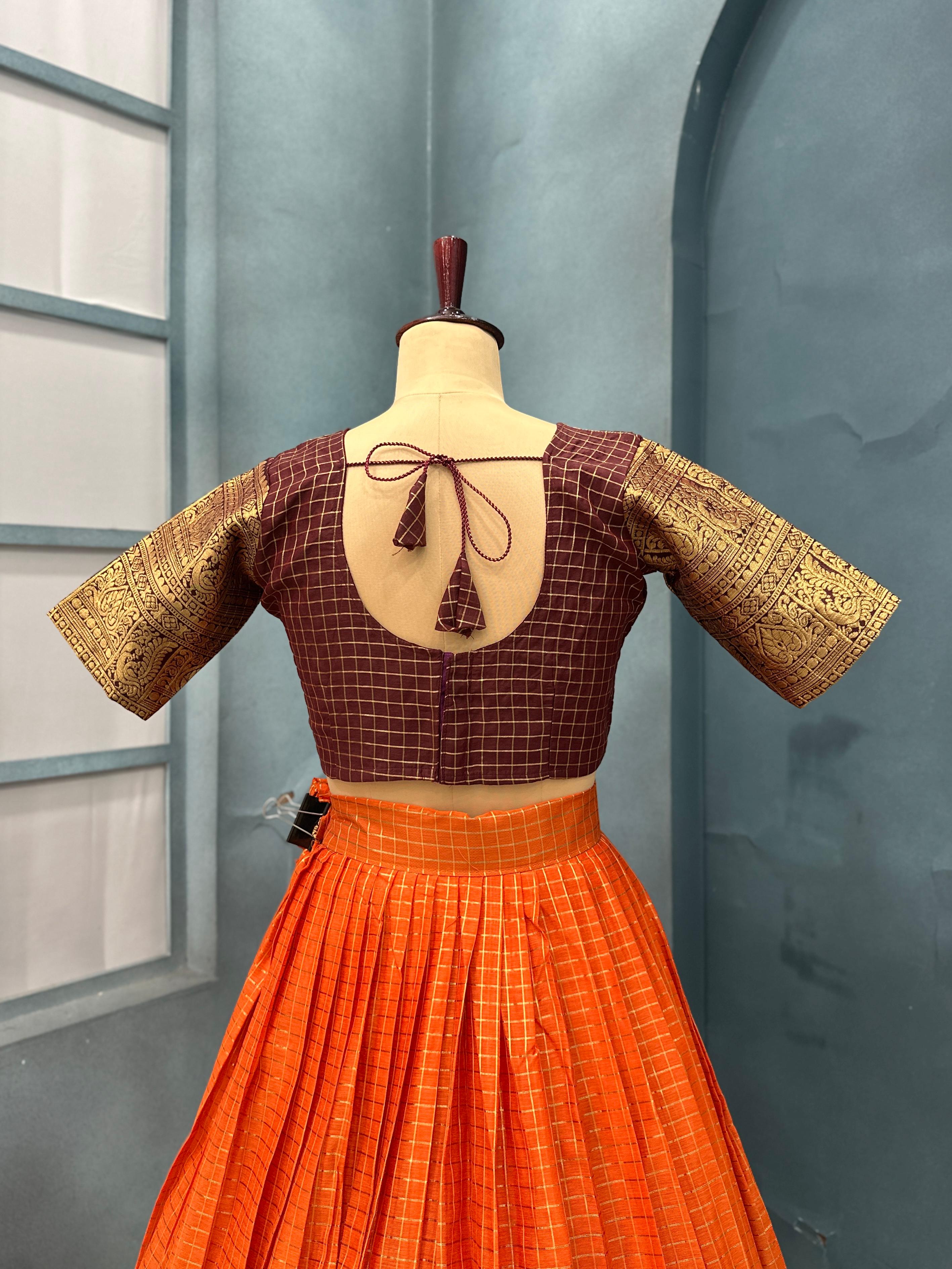 KANCHI COTTON CHECKS HALFSAREE V00