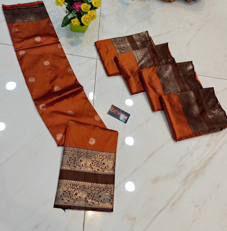 RUST ORANGE SAREE R88