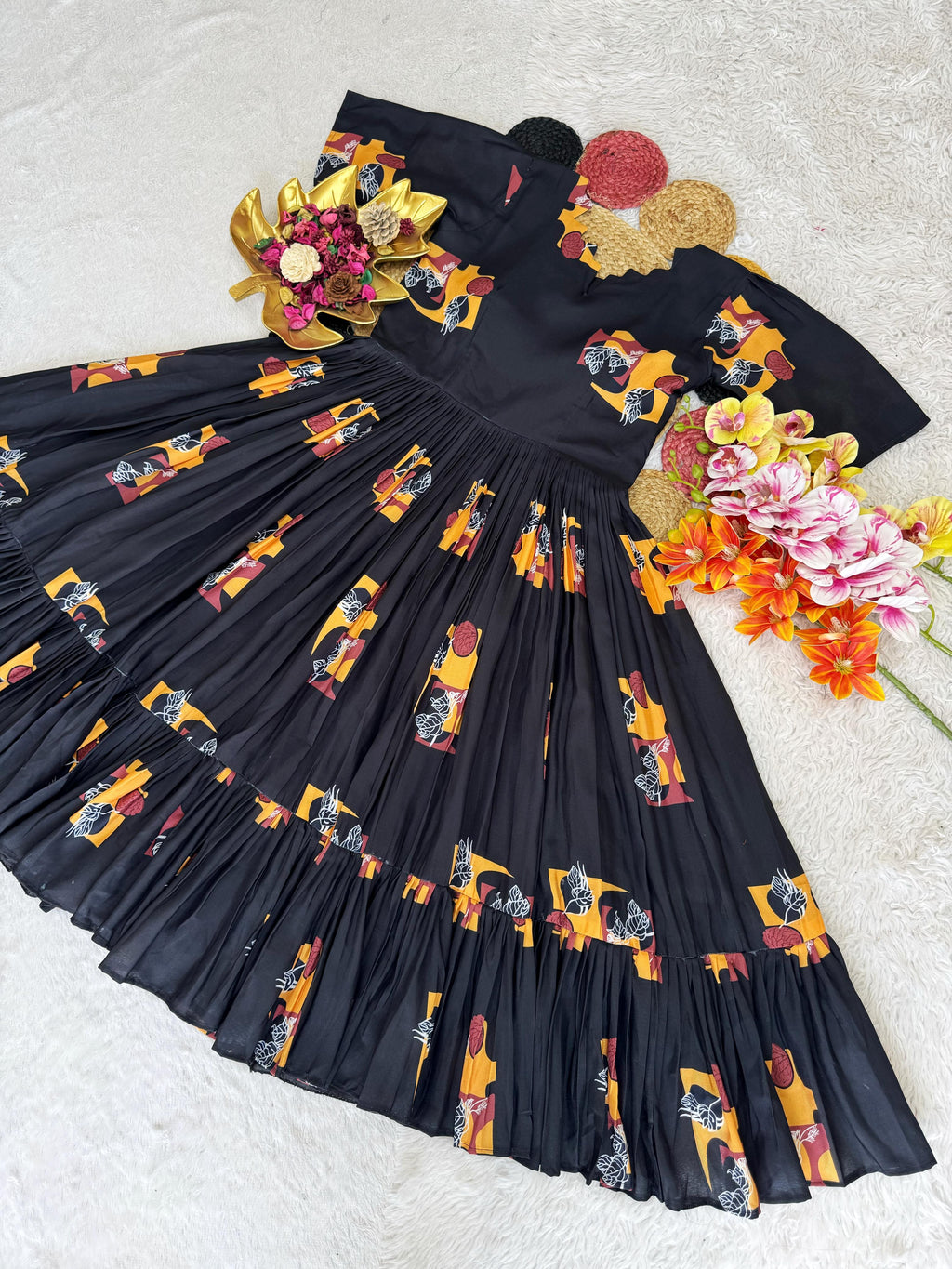 Soft Cotton Printed Midi Gown SUMMER