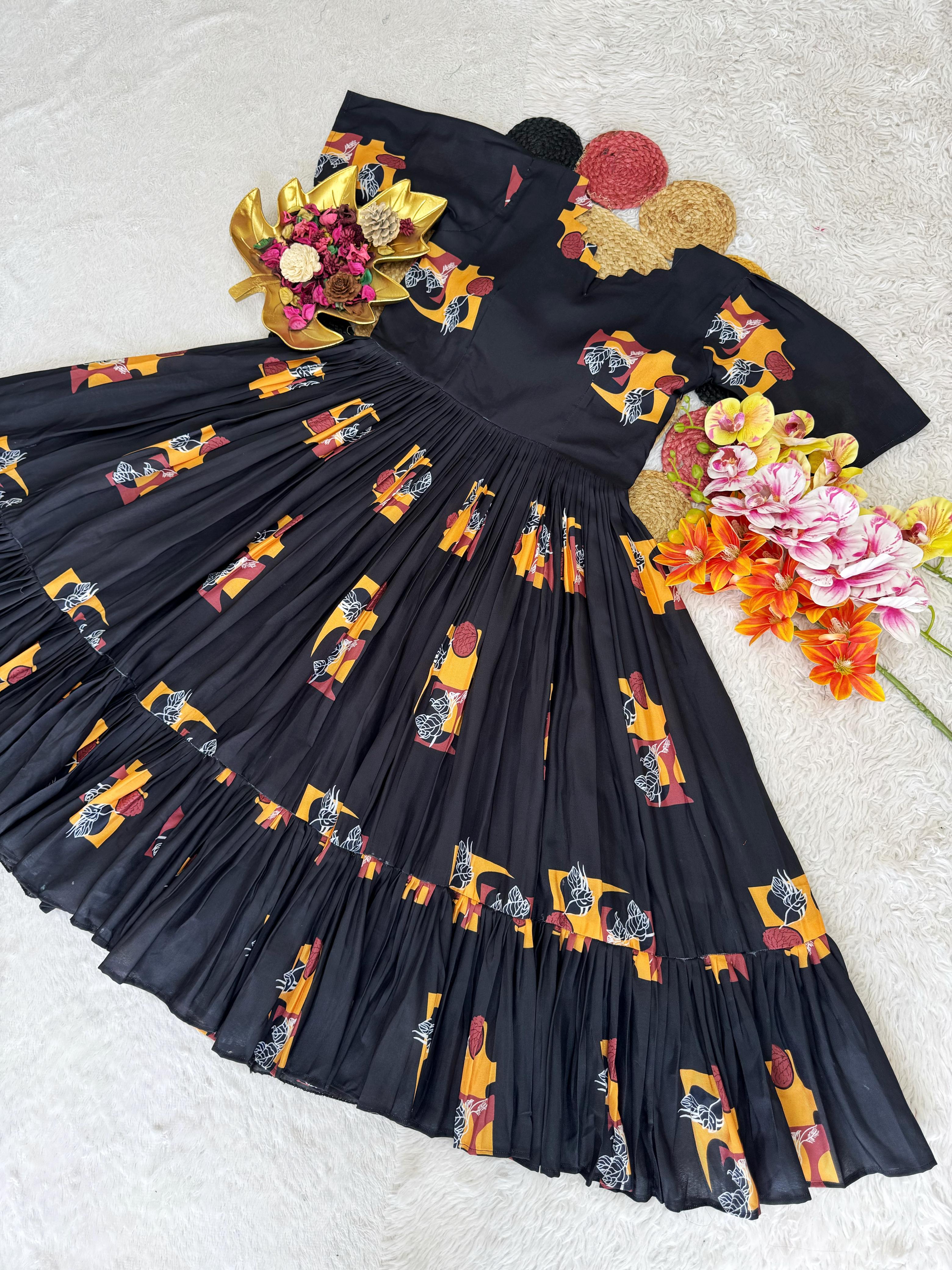 Soft Cotton Printed Midi Gown SUMMER