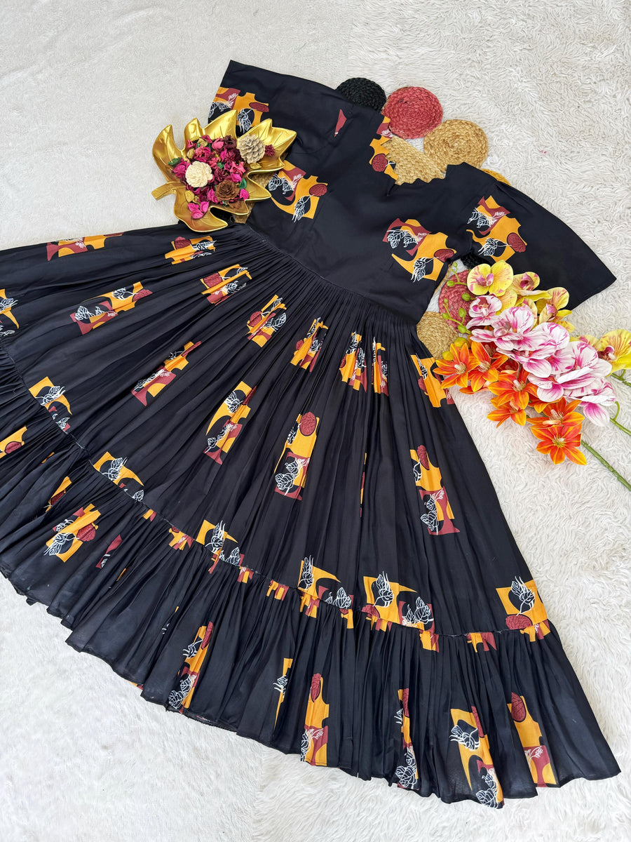 Soft Cotton Printed Midi Gown SUMMER