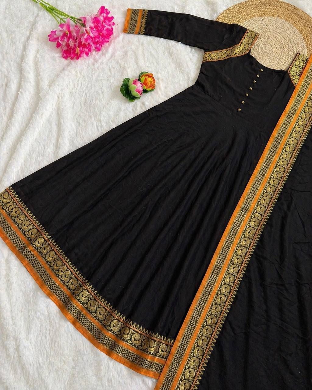 ANARKALI GOWN DUPATTA TRENDING  BLACK yodha