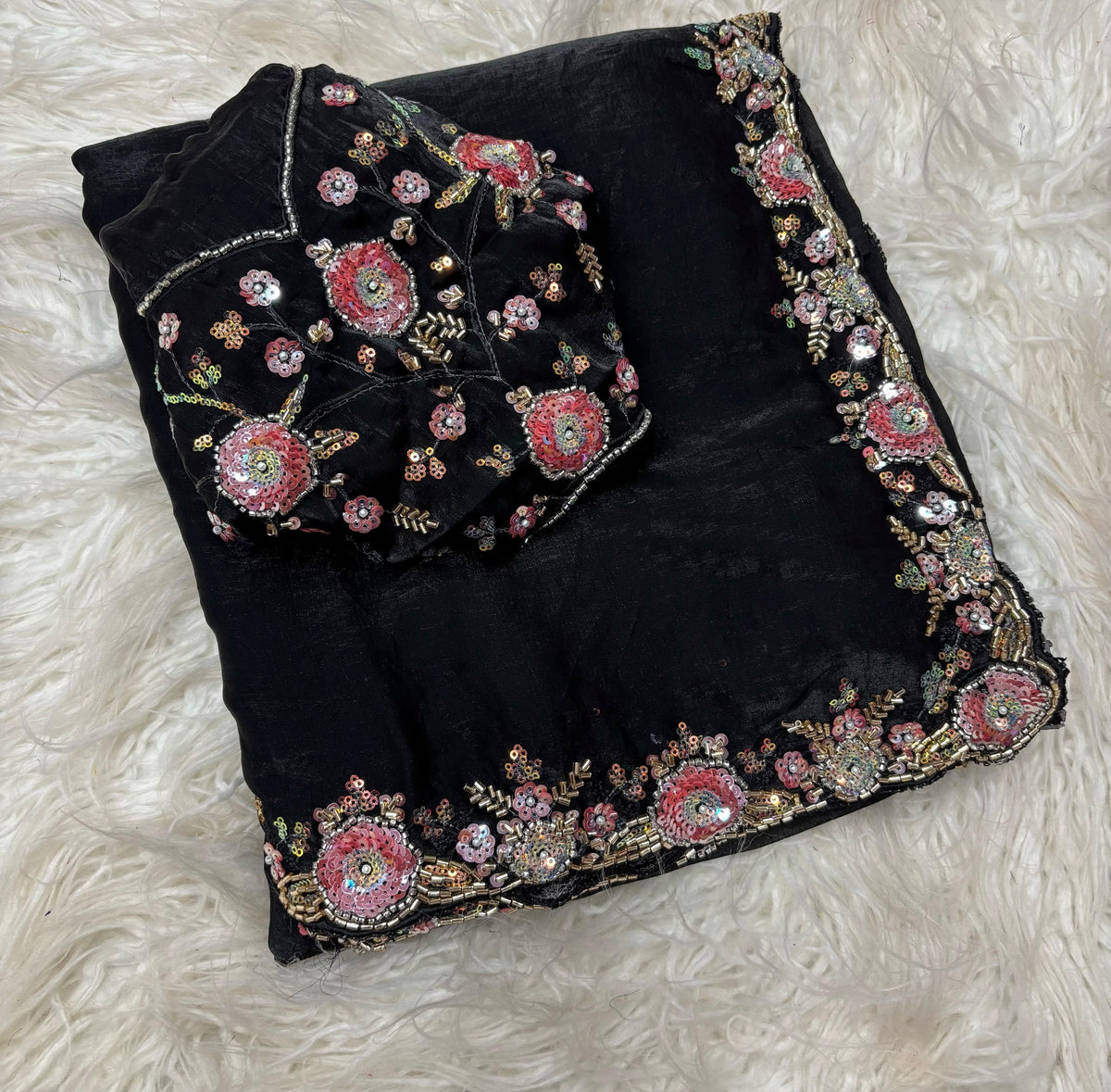 handwork dual tone rangoli crush saree*