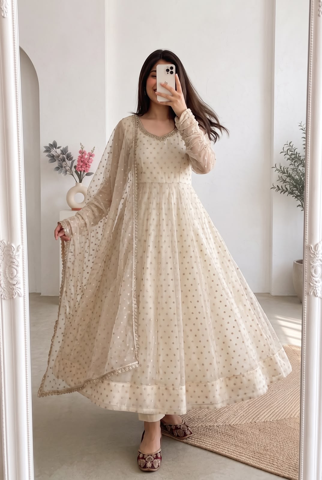 Moss Butti Silk anarkali sets BUTTI