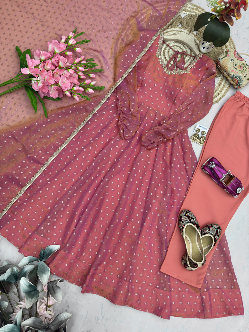 Moss Butti Silk anarkali sets BUTTI