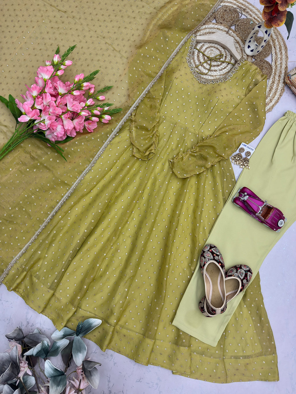 Moss Butti Silk anarkali sets BUTTI