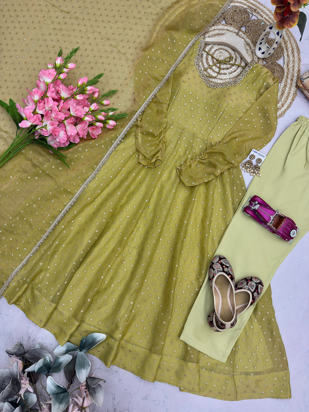 Moss Butti Silk anarkali sets BUTTI