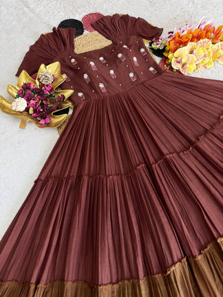 Mull-Mull Cotton  Maggam Gown