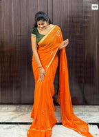 PURE  VISCOSE HANDWORK SAREE  12900