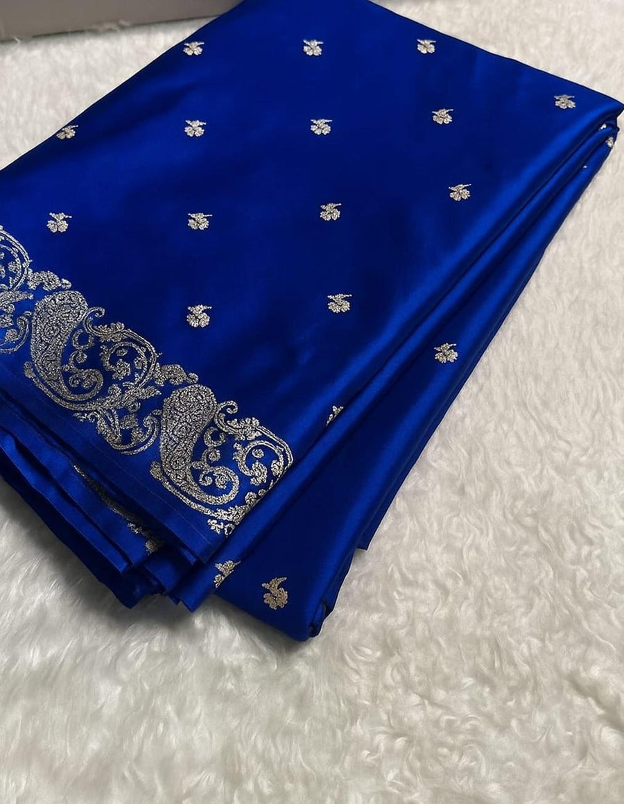Banarasi Mashrum Katan Silk Saree – Zari Weaving Fancy Border