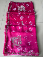 Karva Chauth Special Bandhej Saree – 60gm Jorjat with Kardana Hand Work