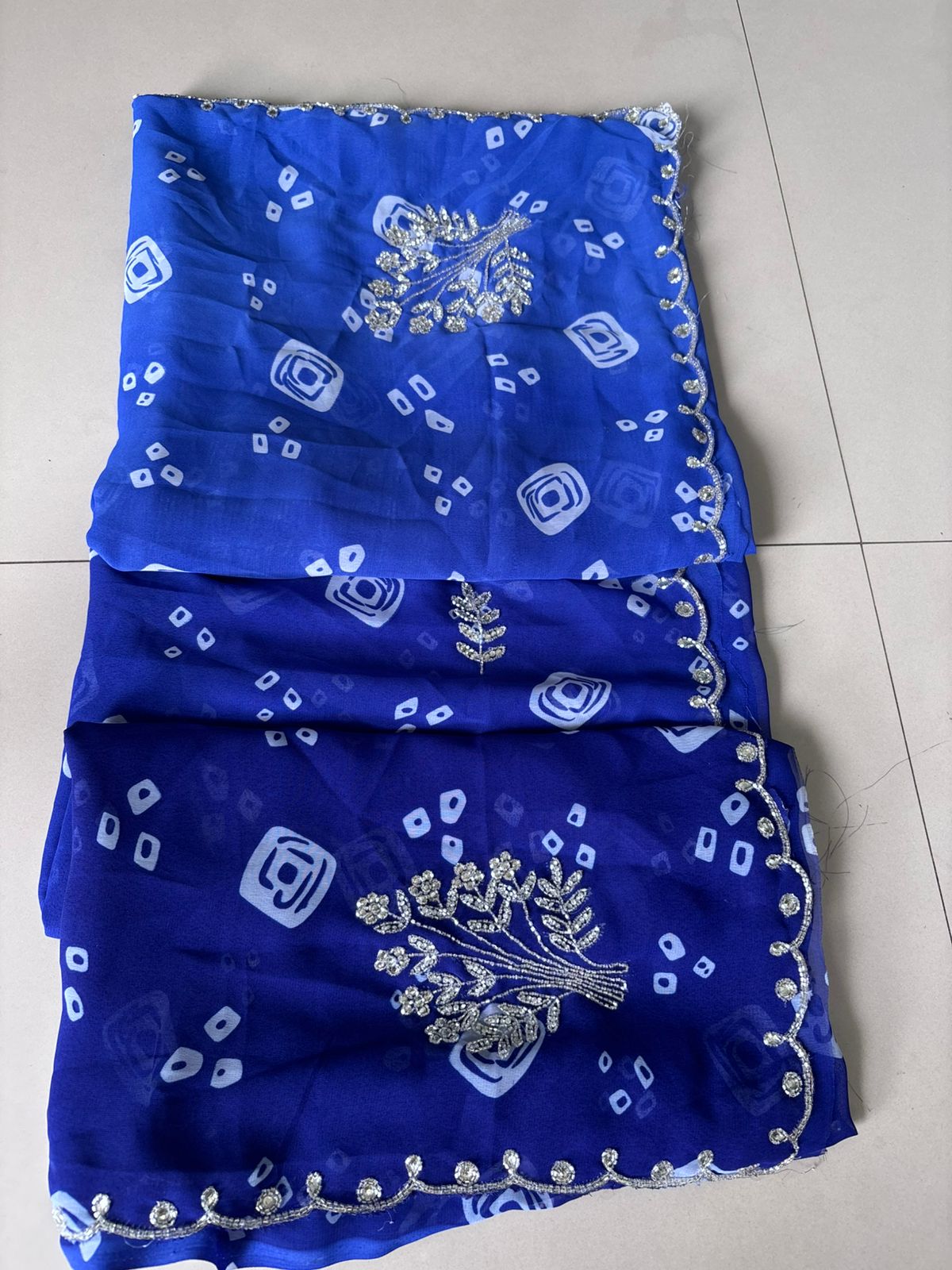 Karva Chauth Special Bandhej Saree – 60gm Jorjat with Kardana Hand Work
