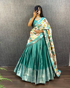 Amravati Aura Silk Lehenga Set – Narayanpet Border & Tusser Dupatta