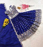 Silver Zari Sequins Embroidered Lehenga Choli – Chinon Silk Festive Collection