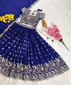Silver Zari Sequins Embroidered Lehenga Choli – Chinon Silk Festive Collection