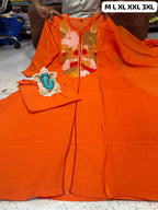 Abstract Cotton Kurta Set – Printed & Embroidered Suit with Malmal Dupatta