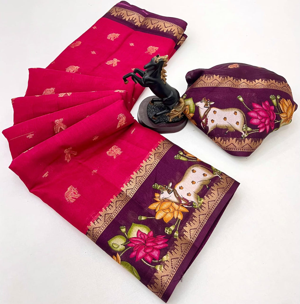 Premium Semi Viscose Silk with Peshwai Zari Border