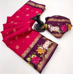 Premium Semi Viscose Silk with Peshwai Zari Border