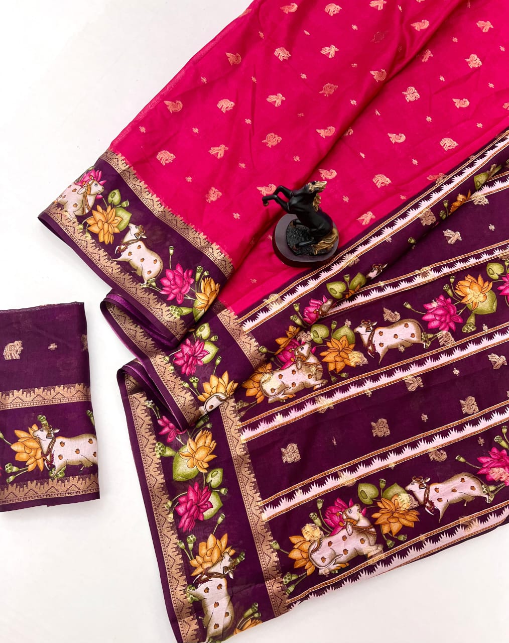 Premium Semi Viscose Silk with Peshwai Zari Border