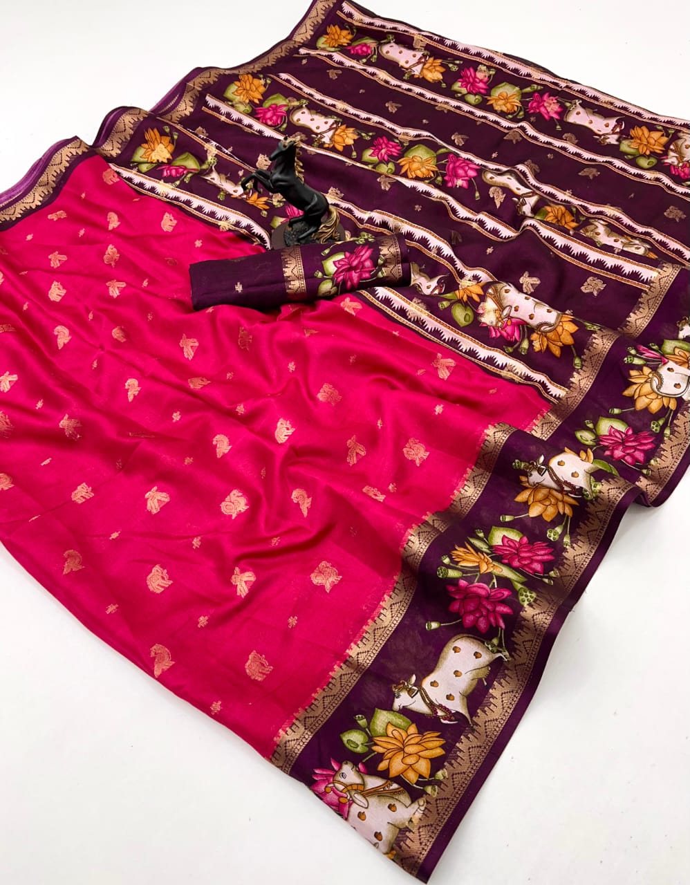 Premium Semi Viscose Silk with Peshwai Zari Border