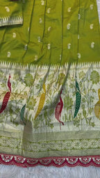 Peacock Half Saree – Tissue Cosmos Lehenga with Dupatta