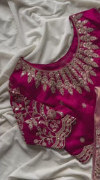 Premium Tissue Silk Saree – Multi-Colour Sequin & Coding Work | Blush Pink