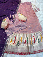 Peacock Half Saree – Tissue Cosmos Lehenga with Dupatta