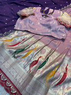 Peacock Half Saree – Tissue Cosmos Lehenga with Dupatta