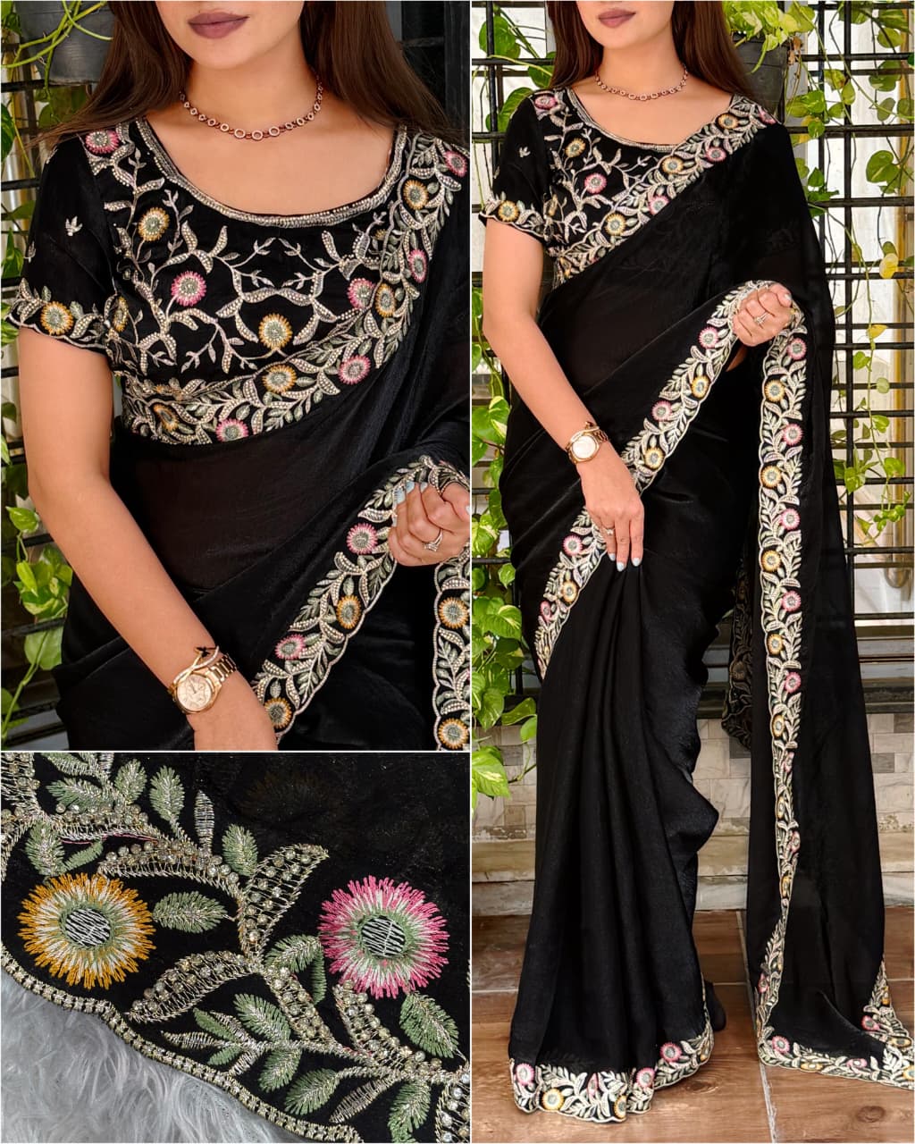 fandy satin saree
